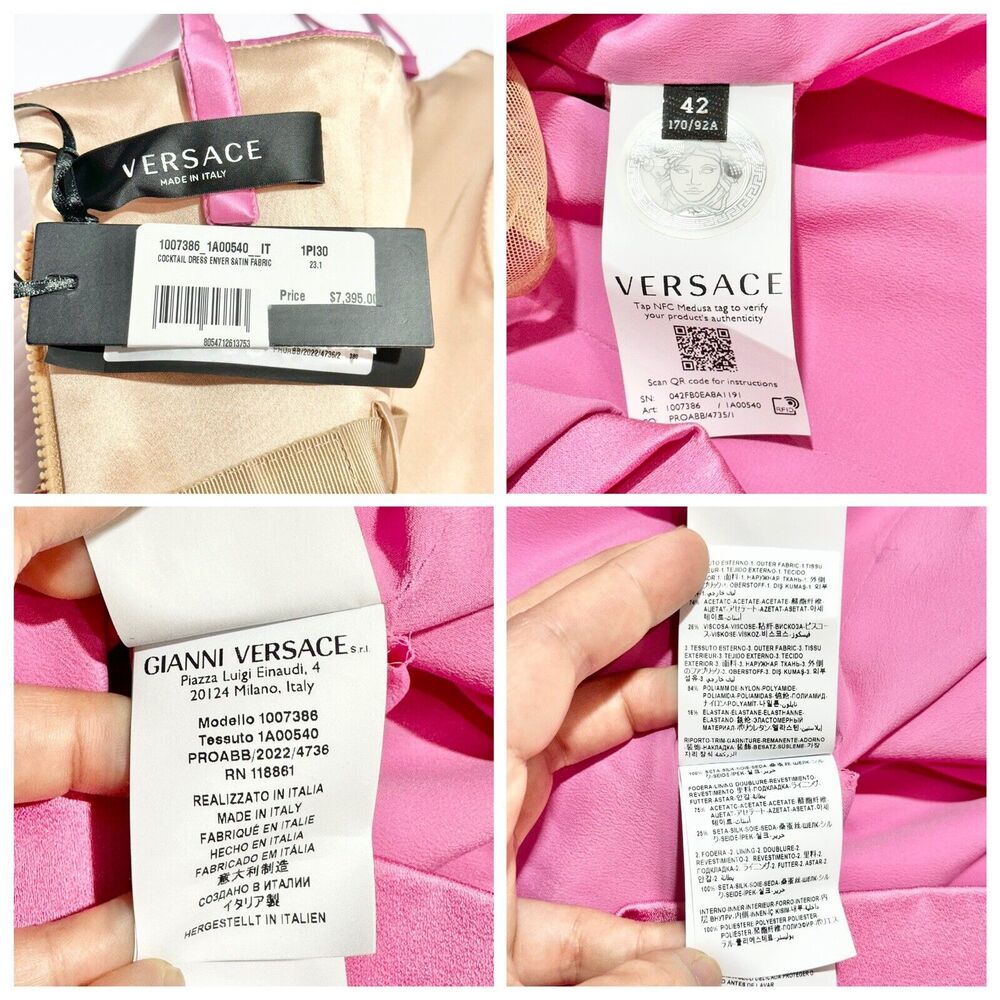 NWT Versace Mini Dress IT 42 US 6 Runway 2022 Medusa Corset Satin Pink $7,395 - Picture 14 of 16